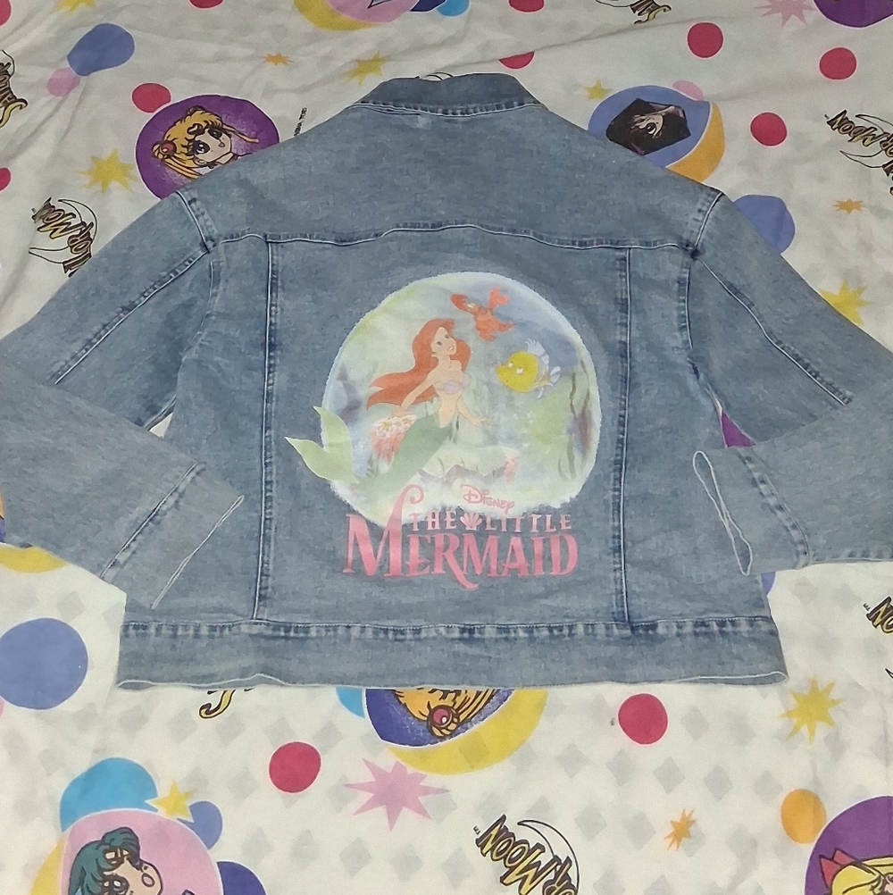 Disney The Little Mermaid Blue Jean Denim Jacket Vintage